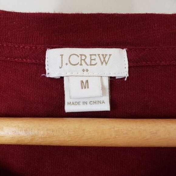 J. Crew Factory | Burgundy & Pink Applique Tee Size Medium - Picture 3 of 4